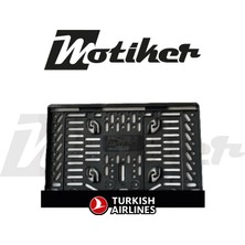 Motiker Pleksi Plakalık Siyah Üstüne Beyaz Turkısh Airlines Tasarımlı Motosiklet Plakalık Modeli V1