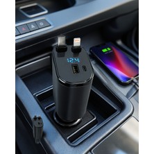 Azrlya 4 Cihazı Aynı Anda Şarj Eden Araç Şarj Cihazı Usb-A, Usb-C, Type-C ve Lightning Destekli