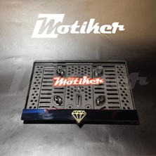Motiker Pleksi Plakalık Siyah Üstüne Gold Elmas Logosu Tasarımlı Motosiklet Plakalık Modeli 