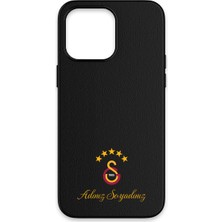 Galatasaray Kişiye Özel 5 Yıldız Arma iPhone 14 Pro Max Kılıf (Deri, Magsafe) - Lisanslı Orijinal