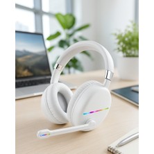 Azrlya Beyaz Kablosuz Bluetooth Kulaklık Mikrofonlu Ergonomik Kulak Üstü Tasarım
