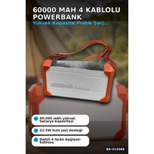 Acil Durum Işıklı 60000 Mah Powerbank - 4 Kablolu 22.5W Hızlı Şarj, Taşıma Saplı BX-313566