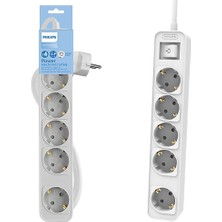 Philips Beşli Grup Priz Anahtarlı 1.5 Metre Phılıps CHP2154W/62