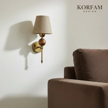 KorFam Kablosuz Pilli Aplik Vizon Pvc Kumaş Başlık Ahşap Top Detaylı Aplik