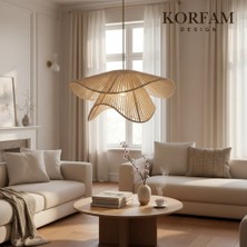 KorFam Breeze Avize - Krem Makrome El Yapımı Bohem Asimetrik Şekilli Rustik Avize