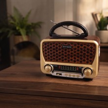 baytoptan Nostalji Müzik Kutusu - Solar Panelli - Şarjlı - Aux Girişi - LED Fener - Bluetooth
