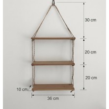Rafçı Baba Halatlı Duvar Rafı 3 Lü Mdf