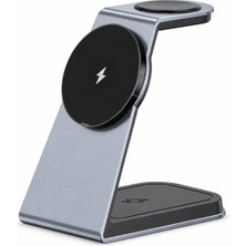 Meks T3 15W 3-In-1 Magsafe Type-C Kablosuz Şarj Standı