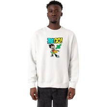 Tshirthane Teen Titans Go Robin Beyaz Erkek 2ip Sweatshirt P19721S5655, Xs