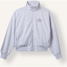 Defacto Relax Fıt Yarım Balıkçı Yaka Baskılı Kalın Sweatshirt Kumaşı Hırka