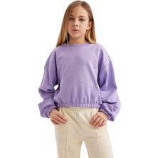 Defacto Kız Çocuk Regular Fit Bisiklet Yaka Sweatshirt
