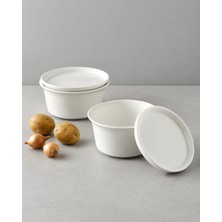 Be Original Pera 12 cm 2'li Yuvarlak Kapaklı Porselen Saklama Kabı Seti