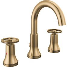 Delta Faucet Trinsic Yaygın Banyo Bataryası 3 Delikli, Altın Banyo Bataryası, Elmas Mühür Teknolojisi, Metal Tahliye Montajı, Şampanya Bronz 3558-CZMPU-DST