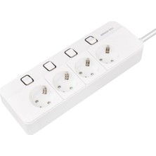 Vionna Techmore Yamatik Xman 4'lü Ayrı Anahtarlı 1.5 Metre 4000W 16AH Termal Güvenlik Akım Korumalı Grup Priz