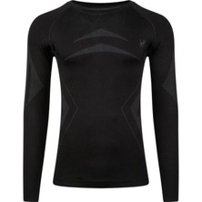 2AS Erkek Heatwave Seamless Baselayer Üst Içilk Siyah/gri Siyah/gri Xxl