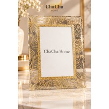 ChaCha Home Gold Tropikal Yaprak Desenli Şeffaf Dekoratif Masaüstü Fotoğraf Çerçevesi