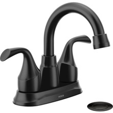 Moen Idora Mat Siyah Iki Kulplu Centerset Banyo Lavabo Bataryası Tahliye Montajlı, 84115BL