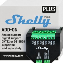 Vionna Shelly Plus Add-On, Smart Home Arayüz Plus Röle, Wlan ve Uygulama ile Dijital Kontrol, Wifi Ev Otomasyonu, 3,3 V, DS18B20 ve DHT22 Sensörleri Için Uygulanabilir