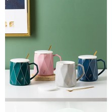 Store Geometrik Desenli Modern Seramik Kupa
