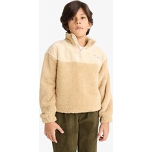 Defacto Fermuarlı Yaka Nakışlı Pelüş Sweatshirt Erkek Çocuk G2946A825WN