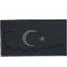 Vionna Single Sword Single Sword Bayrak Plastik Kabartma Haritalı Patch - Peç, Siyah