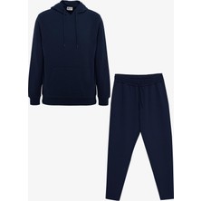 Ac&co/altınyıldız Classics Erkek Lacivert Pamuklu Alt Üst 2'li Takım Kapüşonlu Kanguru Cepli Standart Fit Normal Kesim