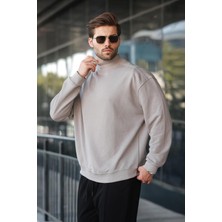 Madmext Boyalı Gri Yarım Balıkçı Yaka Erkek Basic Sweatshirt E7158,BOYALI Gri S