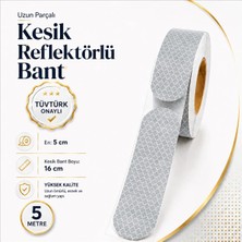 Vionna (5 Metre) 5 cm Tüvtürk Onaylı Reflektörlü Bant Beyaz Kesikli Reflektif Fosforlu Şerit Ikaz Bandı
