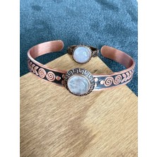 Aida Jewelss Gerçek Bakır Yüzük Bileklik Doğal Taşlı El Işi Bakır Takım,kuvars Taşlı Takı Seti