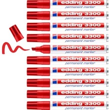 Vionna Edding 3300 Permanent Markör - Kırmızı - 10 Kalem - 1-5 mm Kesik Uçlu