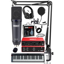 Vionna Midex Midi Paket-6 Stüdyo Ekipmanları Seti Ses Kartı Midi Klavye Mikrofon Kulaklık
