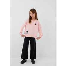 Mavi Kuromi Baskılı Kapüşonsuz Pembe Kız Çocuk Sweatshirt M7S10199-90773