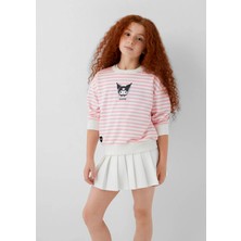 Mavi Kuromi Baskılı Çizgili Pembe Kız Çocuk Sweatshirt M7S10201-91630