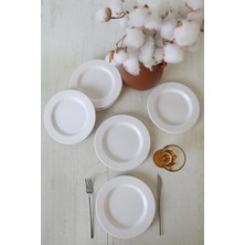 Vionna Keramika Beyaz Assos Pasta Tabağı 22 cm 6 Adet 006
