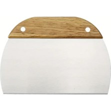 Vionna Mallart® Paslanmaz Çelik Hamur Kesici ve Kazıyıcı – Ölçekli, Meşe Saplı, Ergonomik Tasarım, Mutfak Ekmek ve Pizza Hamuru Bölücü, 15.5 x 11 cm