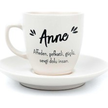 Vionna Palto Tasarım Anne Krem Türk Kahvesi Fincanı - Hediye Seramik Türk Kahvesi Fincanı