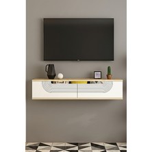 Yumedi Design TDA1208DBS -Dünya Duvara Montaj Tv Stand , Tv Sehpası 120CM Safirmeşe-Beyaz-Silver