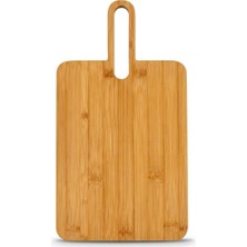 Vionna Bambu Kesme Tahtası, Doğal Bambu Malzeme, Saplı Tasarım, Servis Tepsisi, 36X20 Cm, Peynir Sunum Tahtası