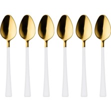 Vionna 6 Adet Çay Kaşığı Seti, 18/10 Paslanmaz Çelik, Gold Beyaz, 11 Cm, 70 gr