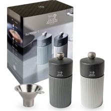 Vionna Peugeot Çizgi Tuz ve Karabiber Değirmeni Seti 12 cm - 5 Inç, Karbon Koyu Gri ve Açık Gri
