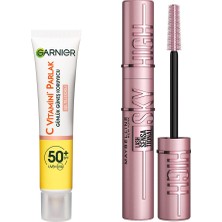 Vionna Garnier C Vitamini Parlak Günlük Uv Korumalı Güneş Yüz Kremi SPF50 Işıltılı Doku 40ML & Maybelline New York Lash Sensational Sky High Maskara