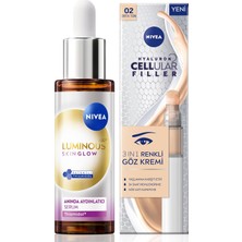 Vionna LUMINOUS630 Skin Glow Serum 30ML ve Cellular Filler Cushion Renkli Göz Bakım Kremi 15ML, Orta Ton