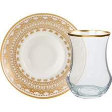 Vionna Sandro Moreno 1898 Gravür Nakkaş Gold 12 Parça 6 Kişilik Çay Takımı 150 ml