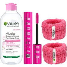Vionna Garnier Skin Naturals Micellar Kusursuz Makyaj Temizleme Suyu (400 Ml) & Maybelline New York Lash Sensational Firework Maskara + Hediye Havlu Bileklik 2'li Set