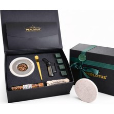 Vionna Perlotus Mermer Viski Tütsüleme Aparatı Premium Hediye Kutulu Gazsız Içi Boş Çakmak, Soğutma Taşları Talaş Seti Gri