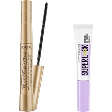 Vionna L'oreal Paris Telescopic Gold Maskara - Siyah & Super Lock Brow Glue Kaş Sabitleyici Maskara - Şeffaf