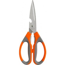 Vionna Mutfak Makası – Paslanmaz Çelik Çok Amaçlı, Ergonomik Saplı, 23 cm Dayanıklı Kesme Makası (Turuncu-Gri)