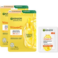 Vionna Garnıer C Vitamini Parlaklık Verici Kağıt Yüz Maskesi X2 & Garnier 1 Haftalık Deneme Boy C Vitamini Serum Hediyeli