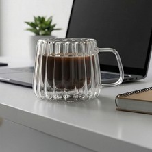 Vionna Deconox 200 ml Çift Cidarlı Cam Kupa - Isıya Dayanıklı Kulplu Borosilikat Kahve ve Çay Bardağı - El Yakmayan Modern Tasarım (Double Wall)