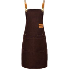 Vionna Valkyrie Suya Dayanıklı Barista Önlüğü Ayarlanabilir Askılı Cepli Mutfak Kafe Garson Önlüğü Kahverengi 74 cm